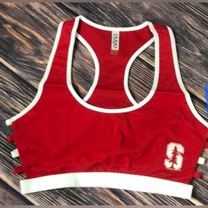 NWOT Stanford University Strappy College Sports Bra Athletic Crop Top Red White